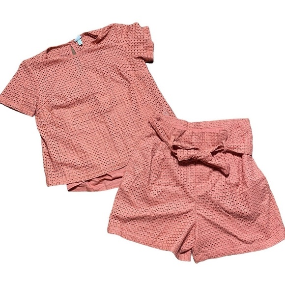 A New Day Eyelet High Waisted Paperbag Shorts Set - Picture 1 of 9